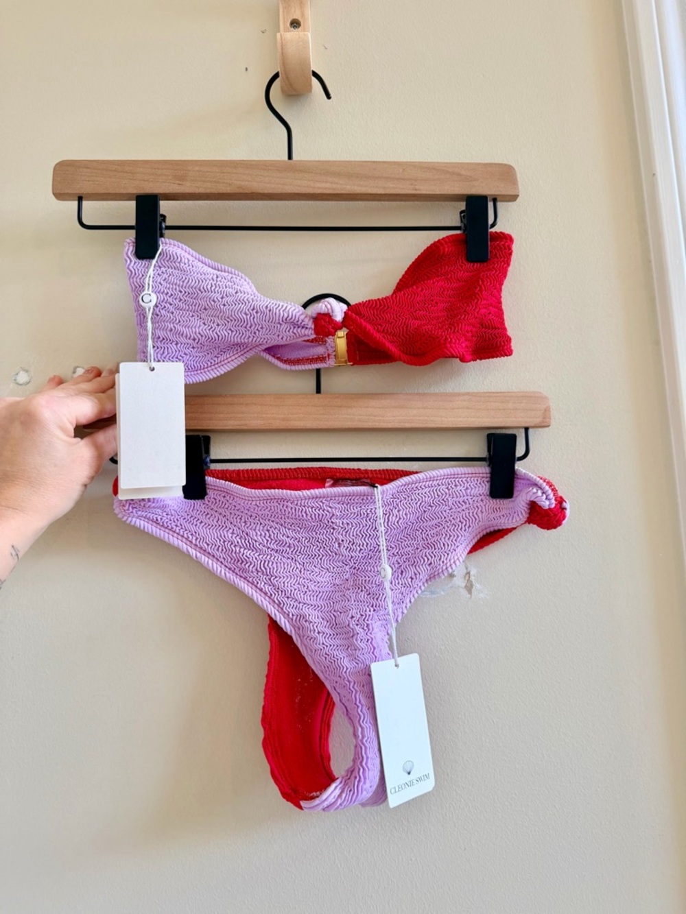 Cleonie swim Purple and Red Bikini Set